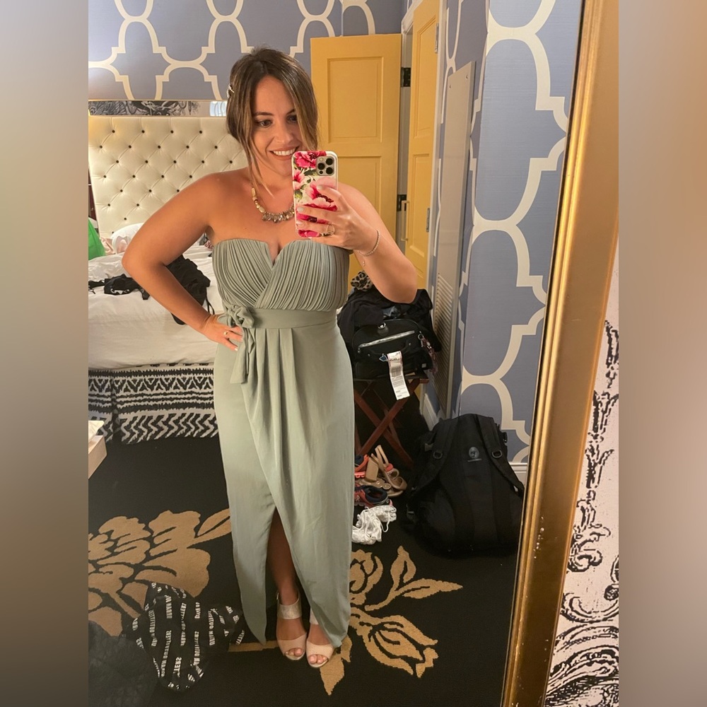 Lulu's Green Strapless Wrap Gown